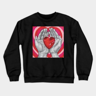 Heart on hand illustration aesthetic Crewneck Sweatshirt